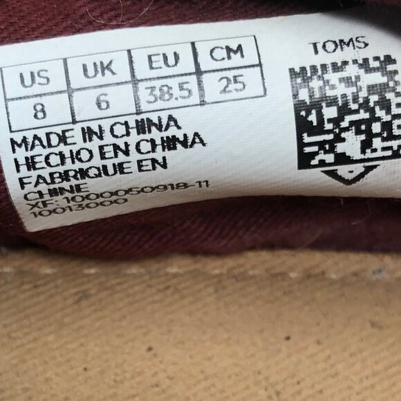 Toms Classic ALPARGATA Red/Burgundy Textured Shoes - Picture 7 of 7